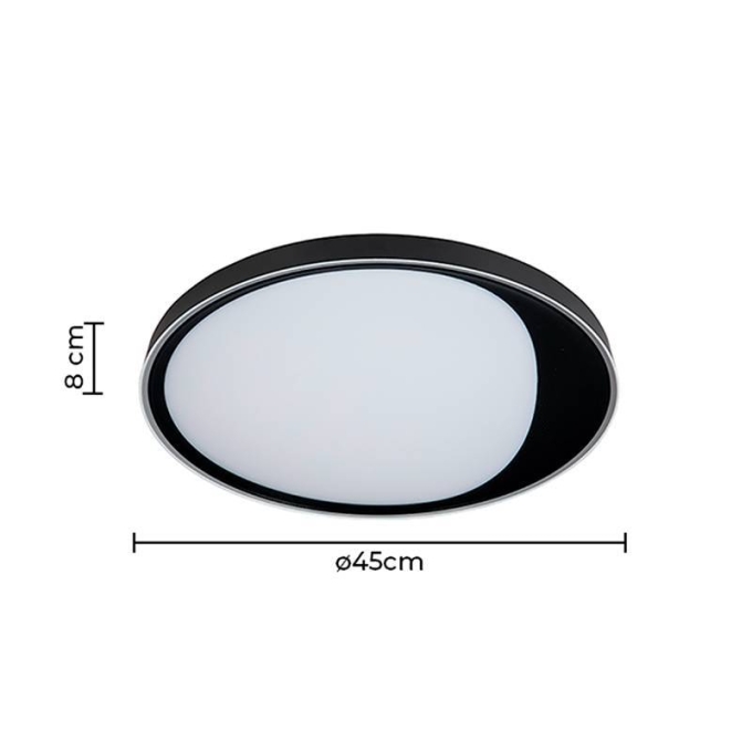 Plafon Nordecor Benn Redondo 29 watts 3000K Preto Ø450x80mm 2344