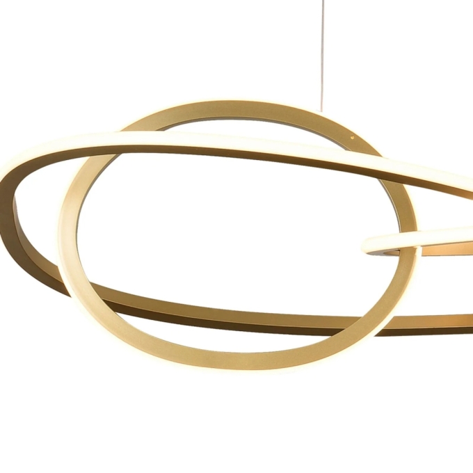 Pendente Nordecor Jeda 83 watts 3000K Ouro Champagne 400x1180mm 2710