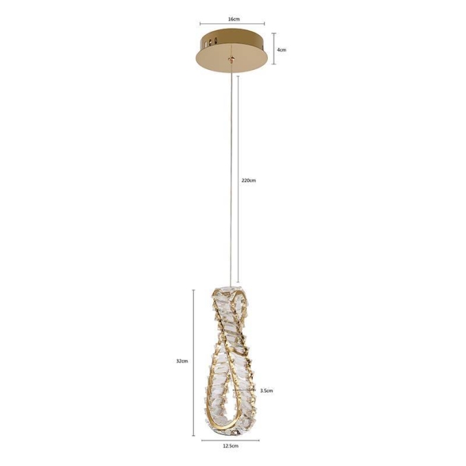 Pendente Nordecor Lezie IN Cristal 21 watts 3000K Ouro Brilho 320x125x35mm 2740