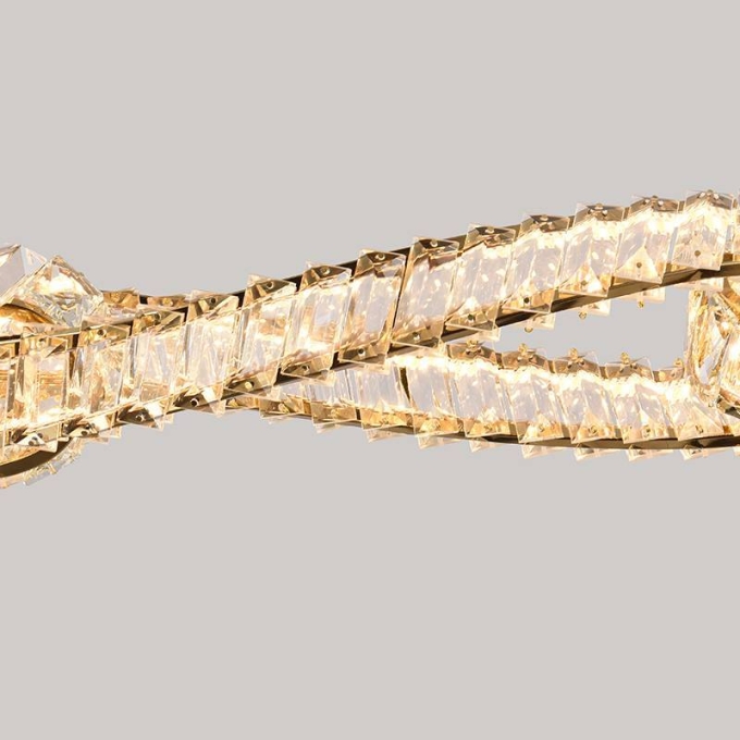 Pendente Nordecor Lezie Ori Cristal 68 watts 3000K Ouro Brilho 140x1150x35mm 2742