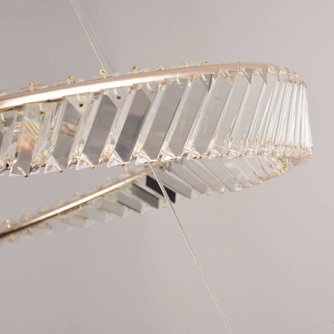 Pendente Nordecor Lezie Cristal 2 Mód 97 watts 3000K Ouro Brilho Ø600/800mm 2738