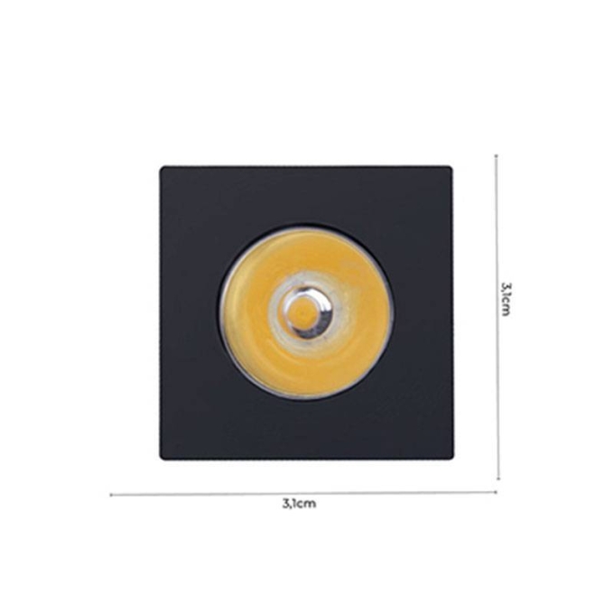 Mini Spot Embutido Nordecor Elysa Quadrado 1 watts 3000K Preto 31x31x20mm 6002