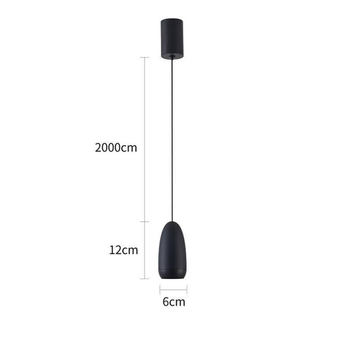 Pendente Nordecor Laju 7 watts 3000K Preto Ø60x120mm 2858