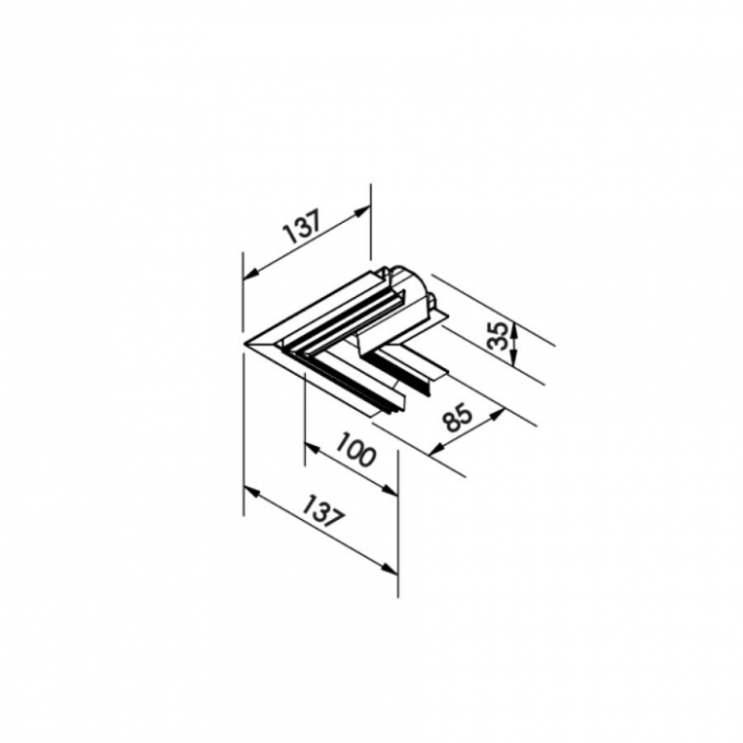 Perfil Newline Embutir Line Up Lateral Direita  137x137x35mm SCPELS000D