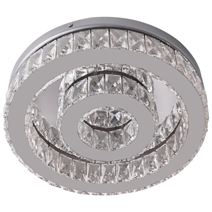 Plafon DNA Lustres Aliança Slim Metal Cromado e Cristal 31 watts 3000K Ø500/300mm PLAF-ALR50-2