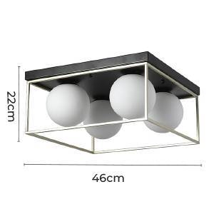 Plafon Nordecor Cubo Globo 4L E27 Ouro e Preto 460x460x220mm 2254