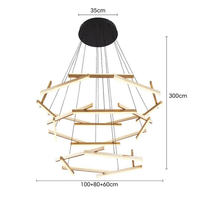 Pendente Nordecor Wida 185 watts 3000K Ouro Champagne 600/800/1000mm 2785