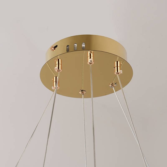 Pendente Nordecor Lezie Cristal 2 Mód 97 watts 3000K Ouro Brilho Ø600/800mm 2738