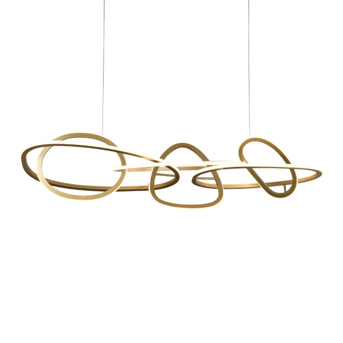 Pendente Nordecor Jeda 83 watts 3000K Ouro Champagne 400x1180mm 2710