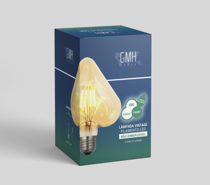 Lâmpada GMH Heart Squirel Cage 4 watts Bivolt 2200K LHEART-SC-4W