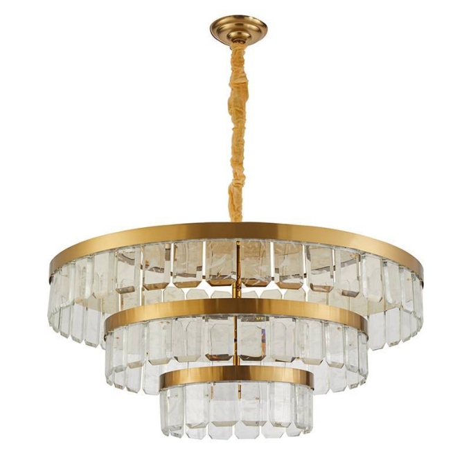 Pendente Nordecor Zylo 3 Mód 105 watts 3000K Dourado Brilho Ø850x390mm 2774