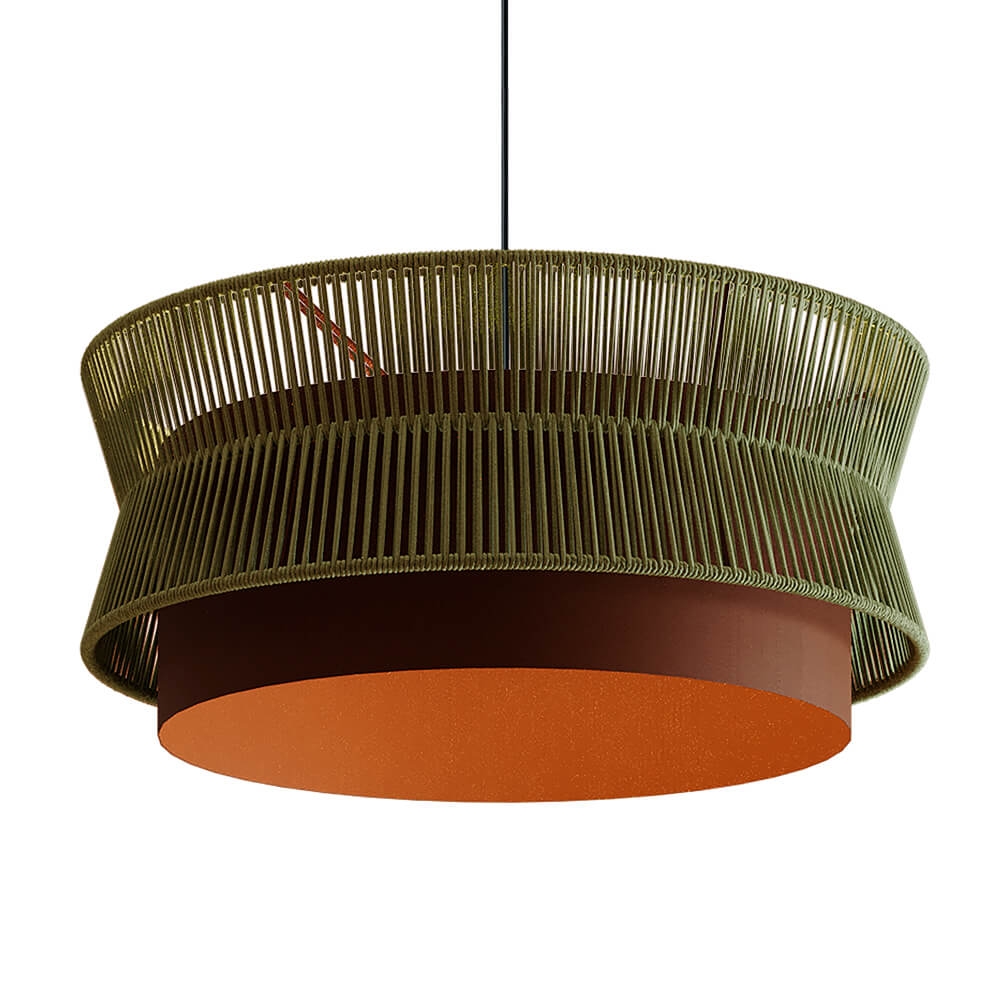 Pendente Blumenau Gaia Aço Marrom Corten e Fio de Algodão Verde 1L E27 Ø595x240mm 876020-72