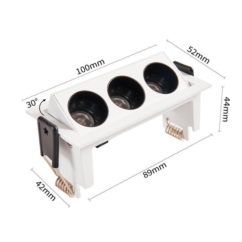 Embutido Nordecor Downlight Powerus Direcionável 3 Focos 6 watts Branco e Preto 3000K IRC90 Bivolt 100x44x52mm 6496
