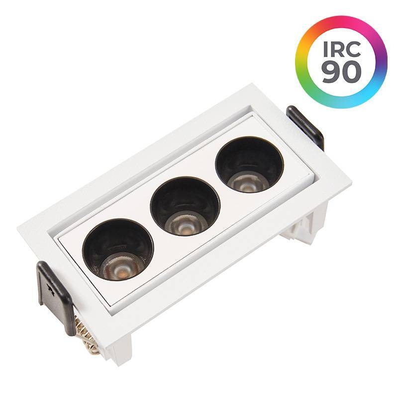 Embutido Nordecor Downlight Powerus Direcionável 3 Focos 6 watts Branco e Preto 3000K IRC90 Bivolt 100x44x52mm 6496