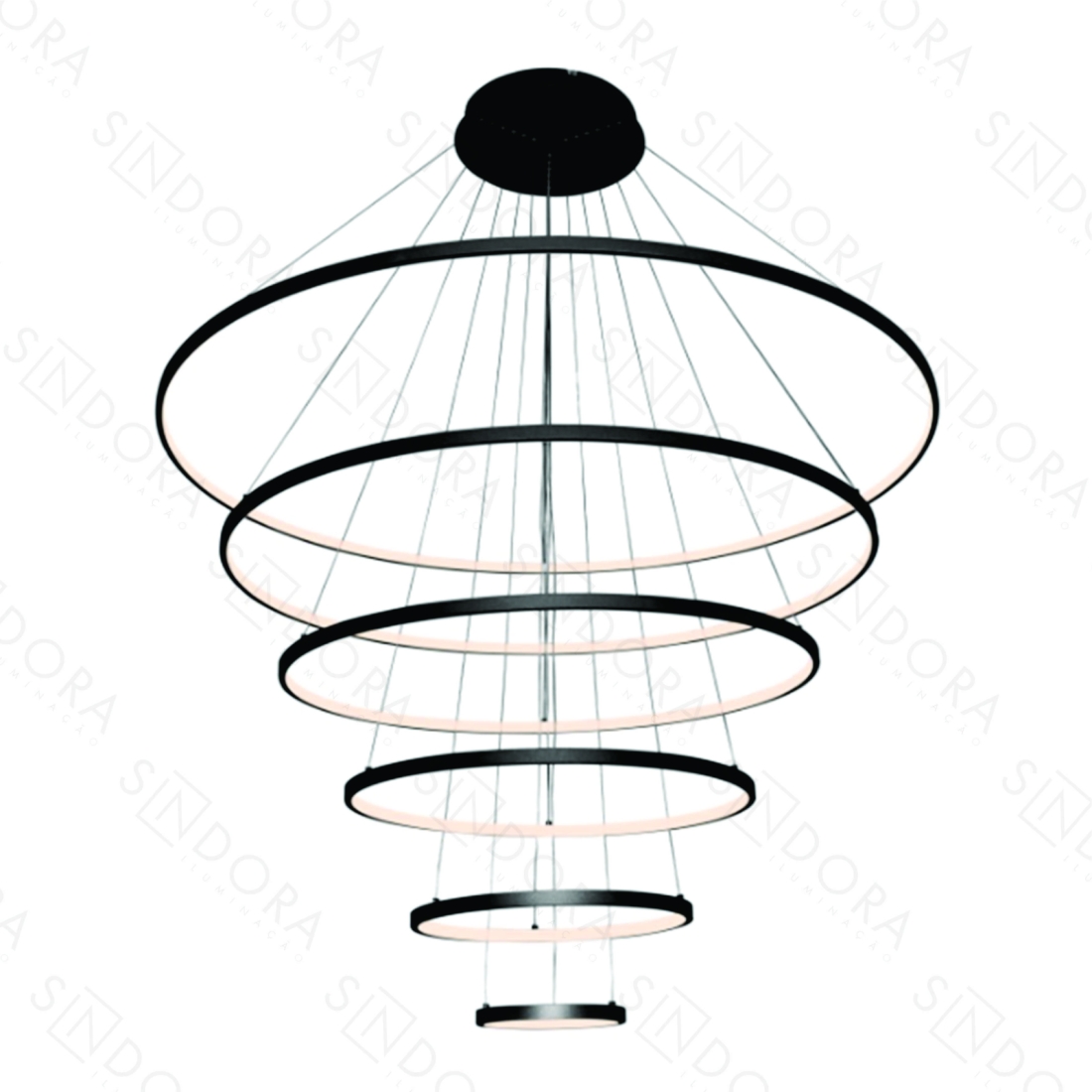 Pendente Sindora 264 watts 3000K Alumínio Preto e Silicone Ø200x400x600x800x1000x1200mm QD05448