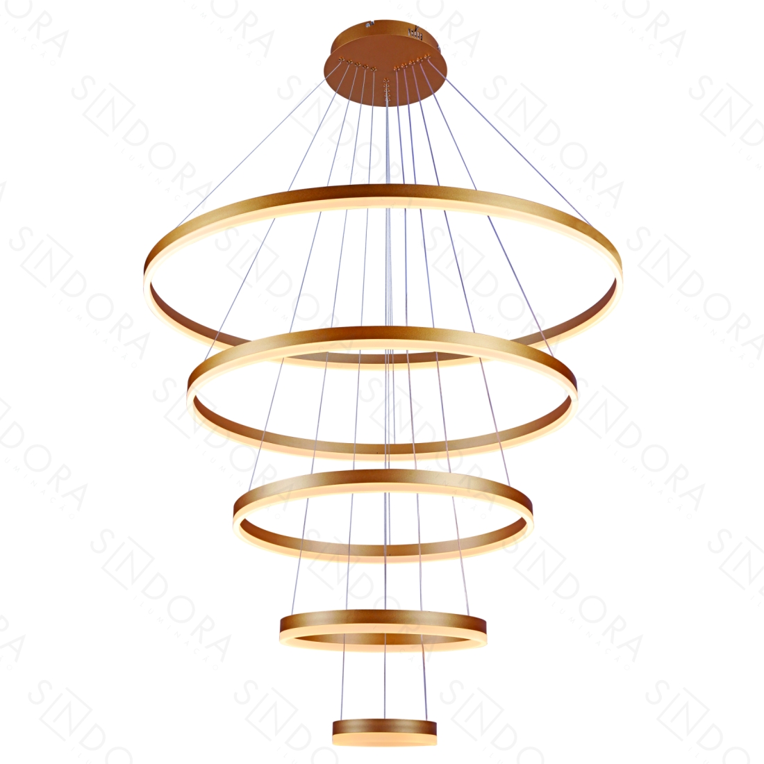 Pendente Sindora Luz Direta 188 watts 3000K Alumínio Marrom Acrílico Ø200x400x600x800x1000mm DCD03092