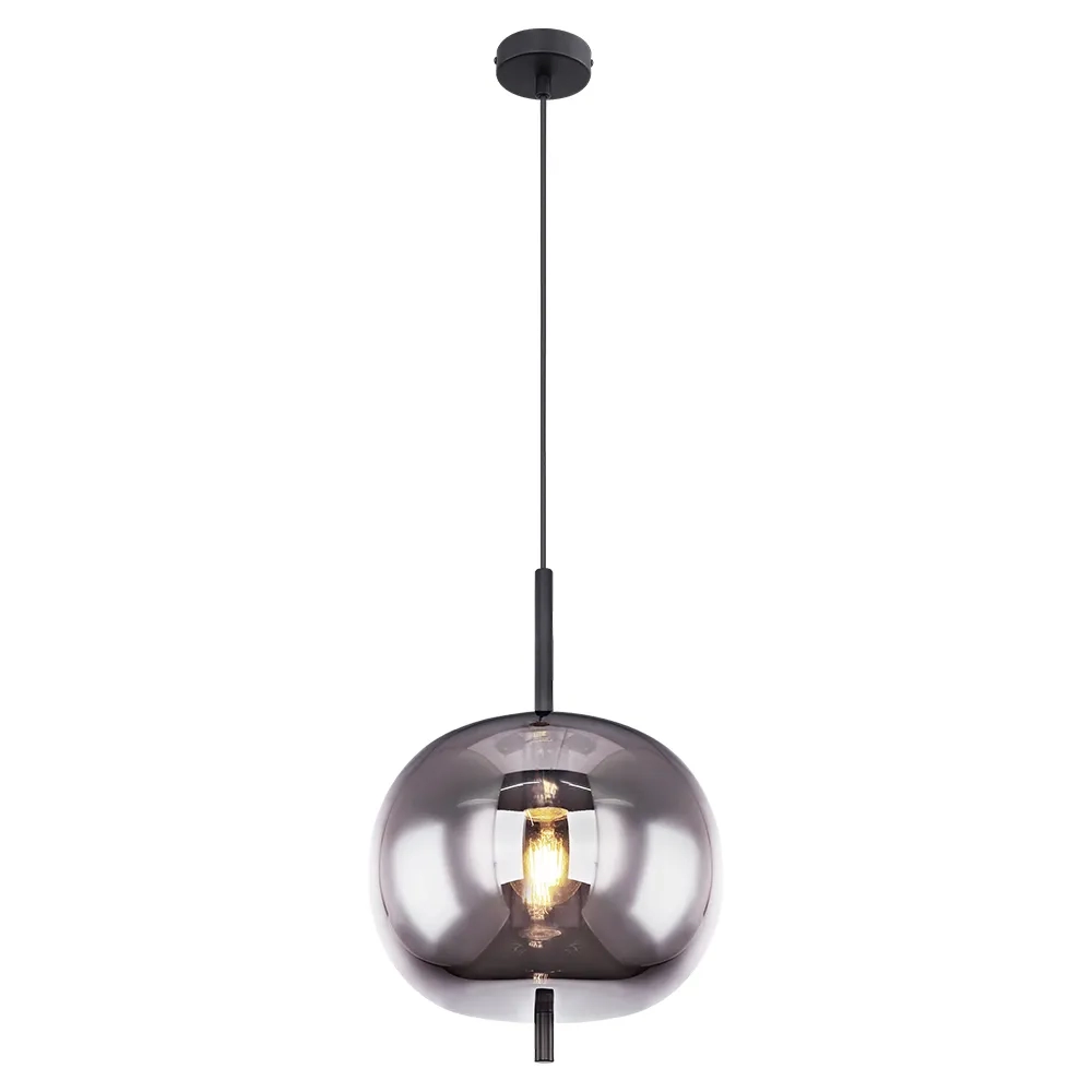 Pendente Bella Tres Preto e Fume 1L E27 Ø300x425mm HC016