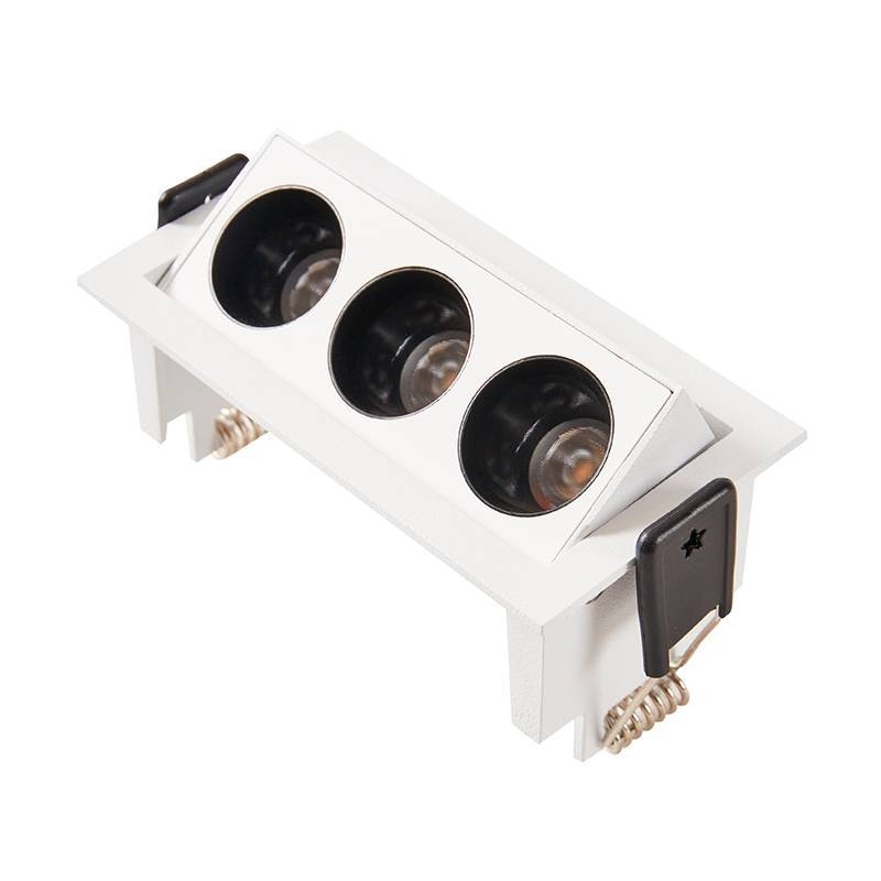 Embutido Nordecor Downlight Powerus Direcionável 3 Focos 6 watts Branco e Preto 3000K IRC90 Bivolt 100x44x52mm 6496