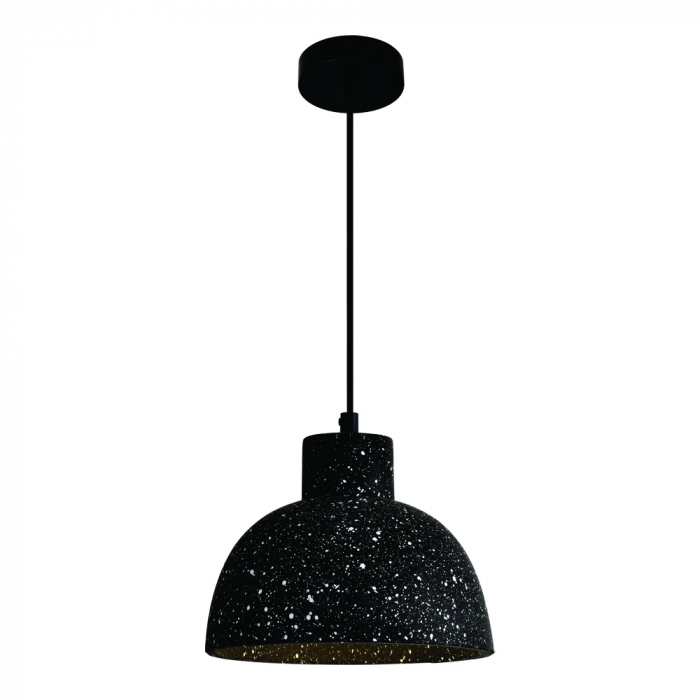 Pendente Sindora Metal e Concreto Preto com Pedra Ø205x170mm DCD02624