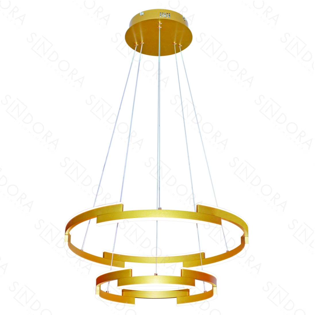 Pendente Sindora 78 watts 3000K Alumínio Dourado e Acrílico 400x600mm DCD03158