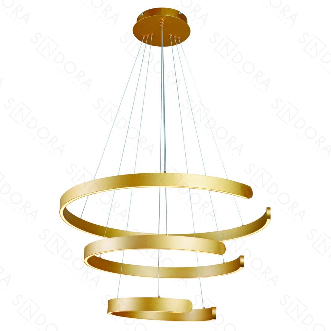 Pendente Sindora 94 watts 3000K Alumínio Dourado e Silicone Ø400x600x800mm DCD03042
