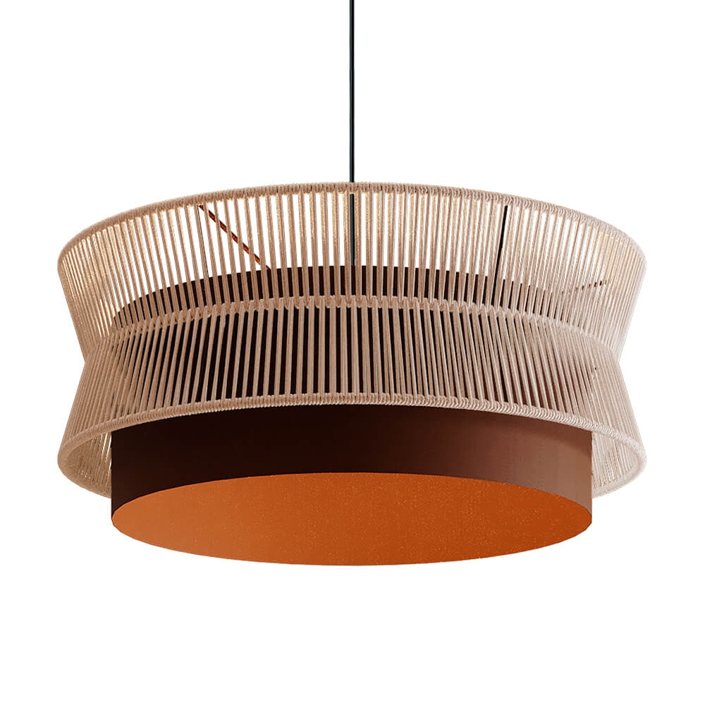 Pendente Blumenau Gaia Aço Marrom Corten e Fio de Algodão Cru 1L E27 Ø595x240mm 876020-71