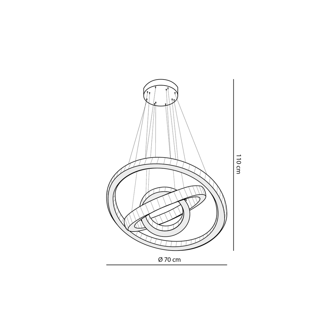 Pendente DNA Lustres Três Alianças 69 watts 3000K Ø800/600/400mm ALR-80-3