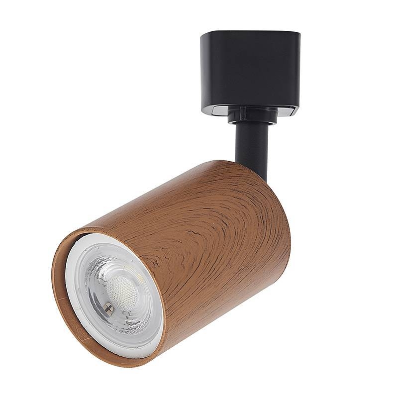 Spot para Trilho Nordecor Holzi Dicroica MR16 GU10 Imbuia e Preto Ø56x80mm 6604