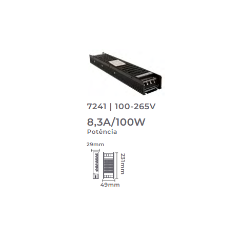 Fonte 12V Nordecor Dimerizável Dali2 8,33A 100 watts Bivolt IP20 7241