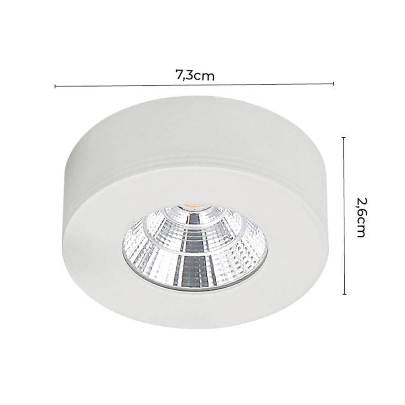 Spot Sobrepor Nordecor Redondo Asis 5 watts 3000K Branco Ø73x26mm 6169