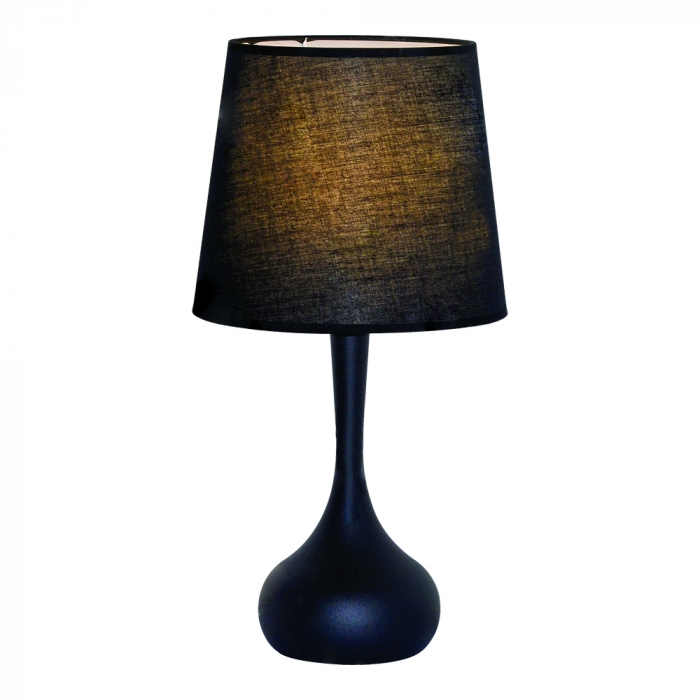 Abajur Sindora Metal Preto e Cúpula Linho Preto Ø230x450mm DCT00541
