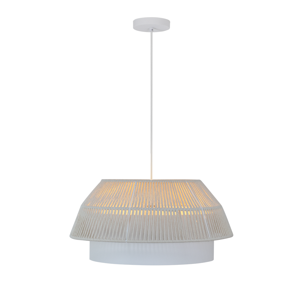 Pendente Blumenau Gaia Aço Branco e Fio de Algodão  Cru 1L E27 Ø530x240mm 875900-71