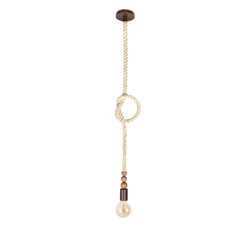Pendente Blumenau Sailor Wood Corda Sisal Marrom Gold 1L E27 Ø46x165x1500mm 871510.12