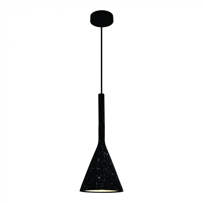 Pendente Sindora 1L E27 Metal e Concreto Preto com Pedra Ø150x350mm DCD02602