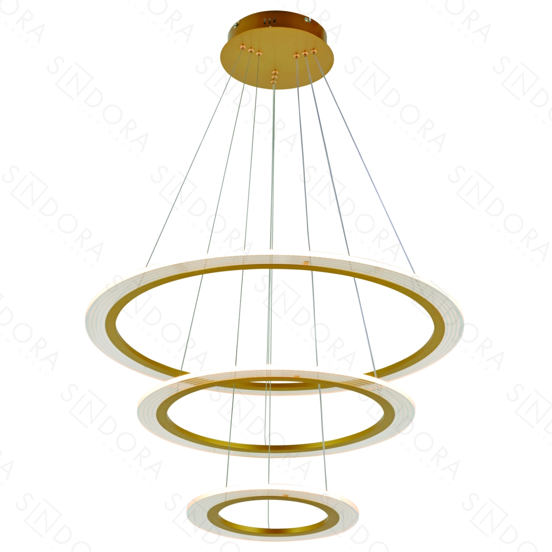 Pendente Sindora 95 watts 3000K Alumínio Escovado Dourado e Acrílico Ø300x500x700mm DCD03179