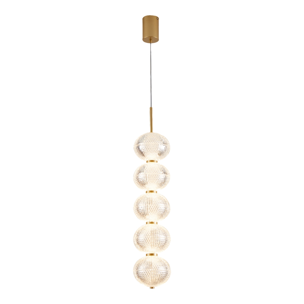 Pendente Nordecor Luse 5 Mód 35 watts 3000K Ouro Champagne Ø150x730mm 2797