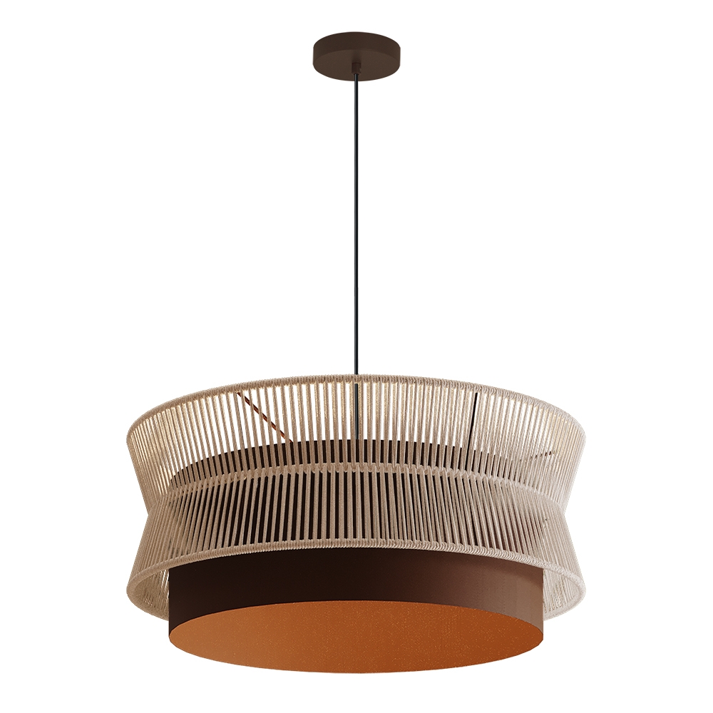 Pendente Blumenau Gaia Aço Marrom Corten e Fio de Algodão Cru 1L E27 Ø595x240mm 876020-71