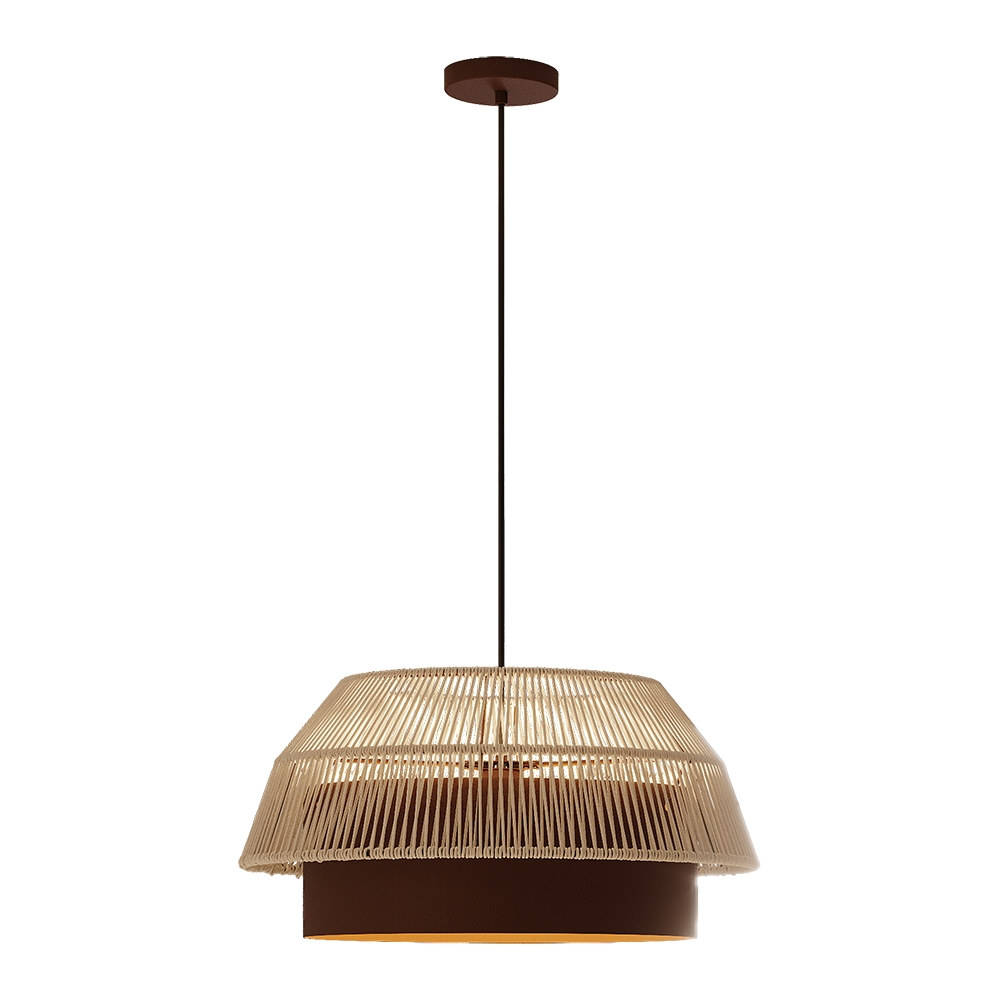 Pendente Blumenau Gaia Aço Marrom Gold e Fio de Algodão Cru 1L E27 Ø530x240mm 875010-71