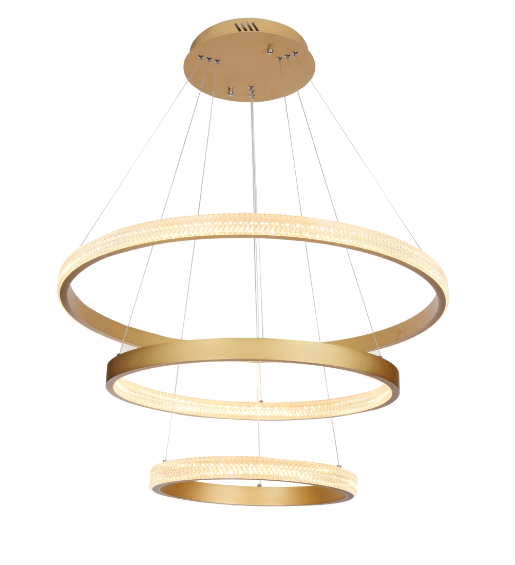 Pendente Sindora 80 watts 3000K Alumínio Dourado Fosco e Acrílico Ø400x600x800mm DCD015073