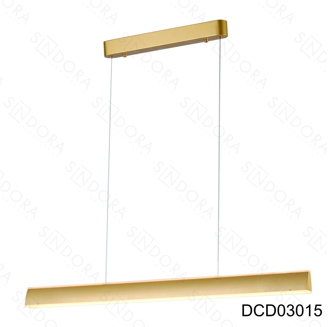 Pendente Sindora 60 watts 3000K Alumínio Dourado e Acrílico 1000x350x2000mm QD05223