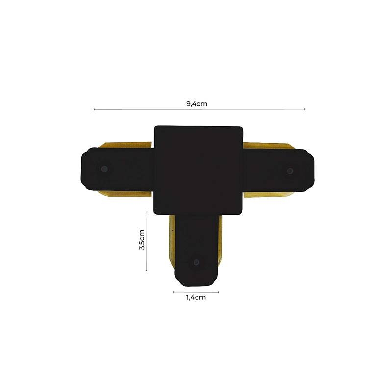 Emenda de Trilho Sobrepor T Nordecor Preto 94x35x14mm 6067