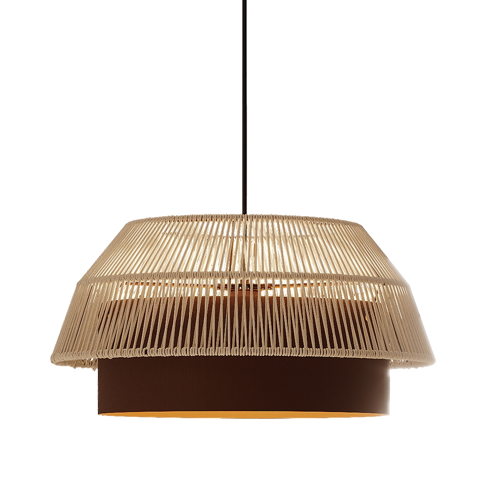 Pendente Blumenau Gaia Aço Marrom Gold e Fio de Algodão Cru 1L E27 Ø530x240mm 875010-71