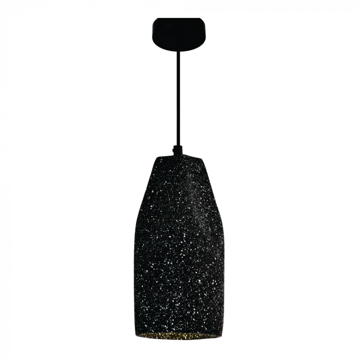 Pendente Sindora Metal e Concreto Preto com Pedra Ø120x260mm DCD02626