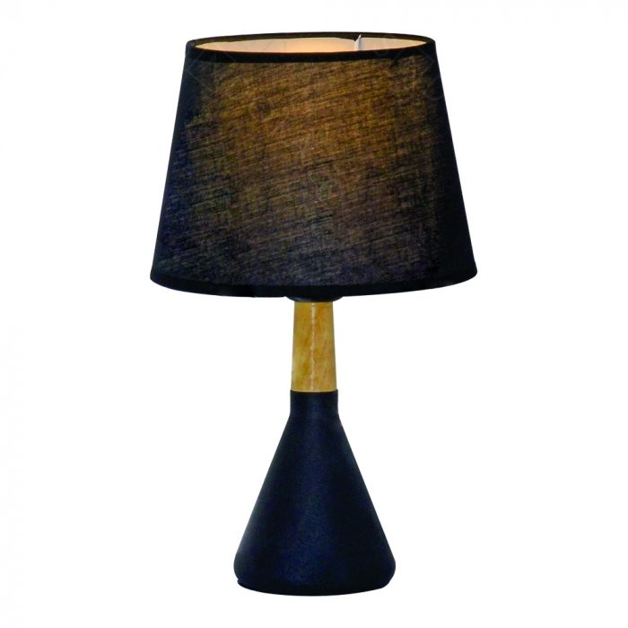 Abajur Sindora Preto e Cúpula Linho Preto Ø200x340mm DCT00544
