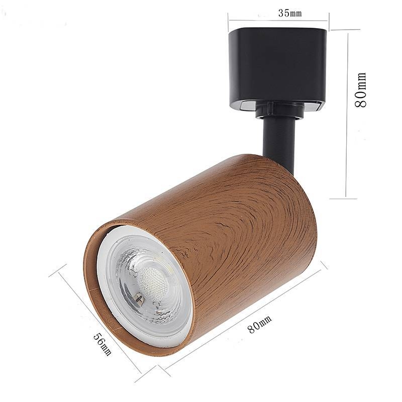 Spot para Trilho Nordecor Holzi Dicroica MR16 GU10 Imbuia e Preto Ø56x80mm 6604