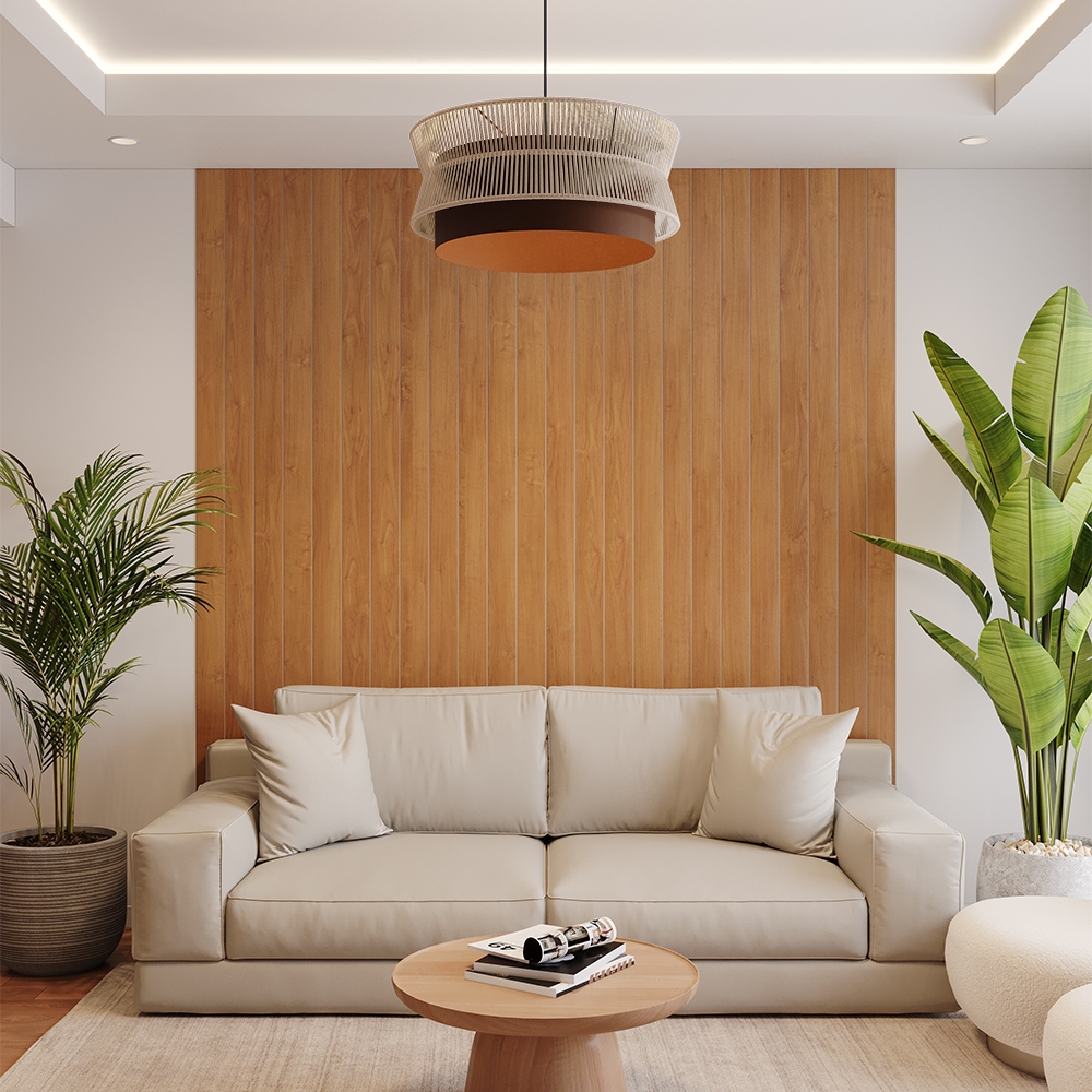 Pendente Blumenau Gaia Aço Marrom Corten e Fio de Algodão Cru 1L E27 Ø595x240mm 876020-71