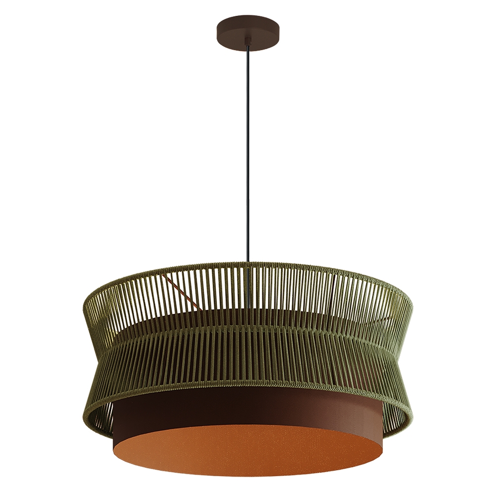 Pendente Blumenau Gaia Aço Marrom Corten e Fio de Algodão Verde 1L E27 Ø595x240mm 876020-72