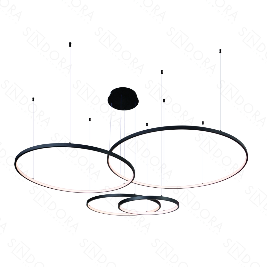 Pendente Sindora 174 watts 3000K Alumínio Preto e Silicone Ø400x600x800x1000mm QD05365