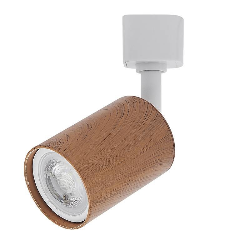 Spot para Trilho Nordecor Holzi Dicroica MR16 GU10 Imbuia e Branco Ø56x80mm 6603