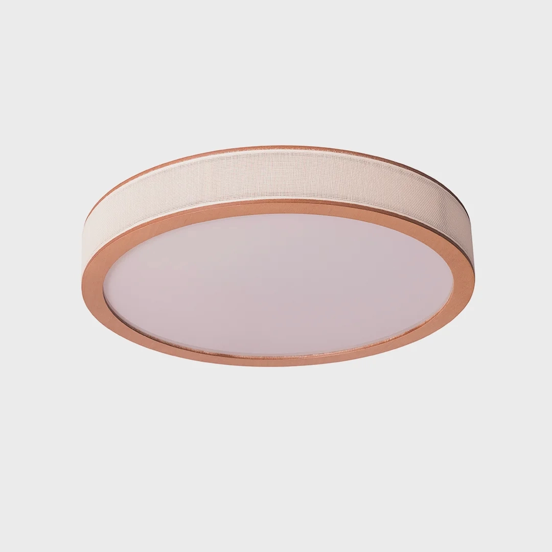 Plafon Madelustre Apollo Madeira Castanho e Palha Sintética 62 watts 3000K Ø650x100mm 3347